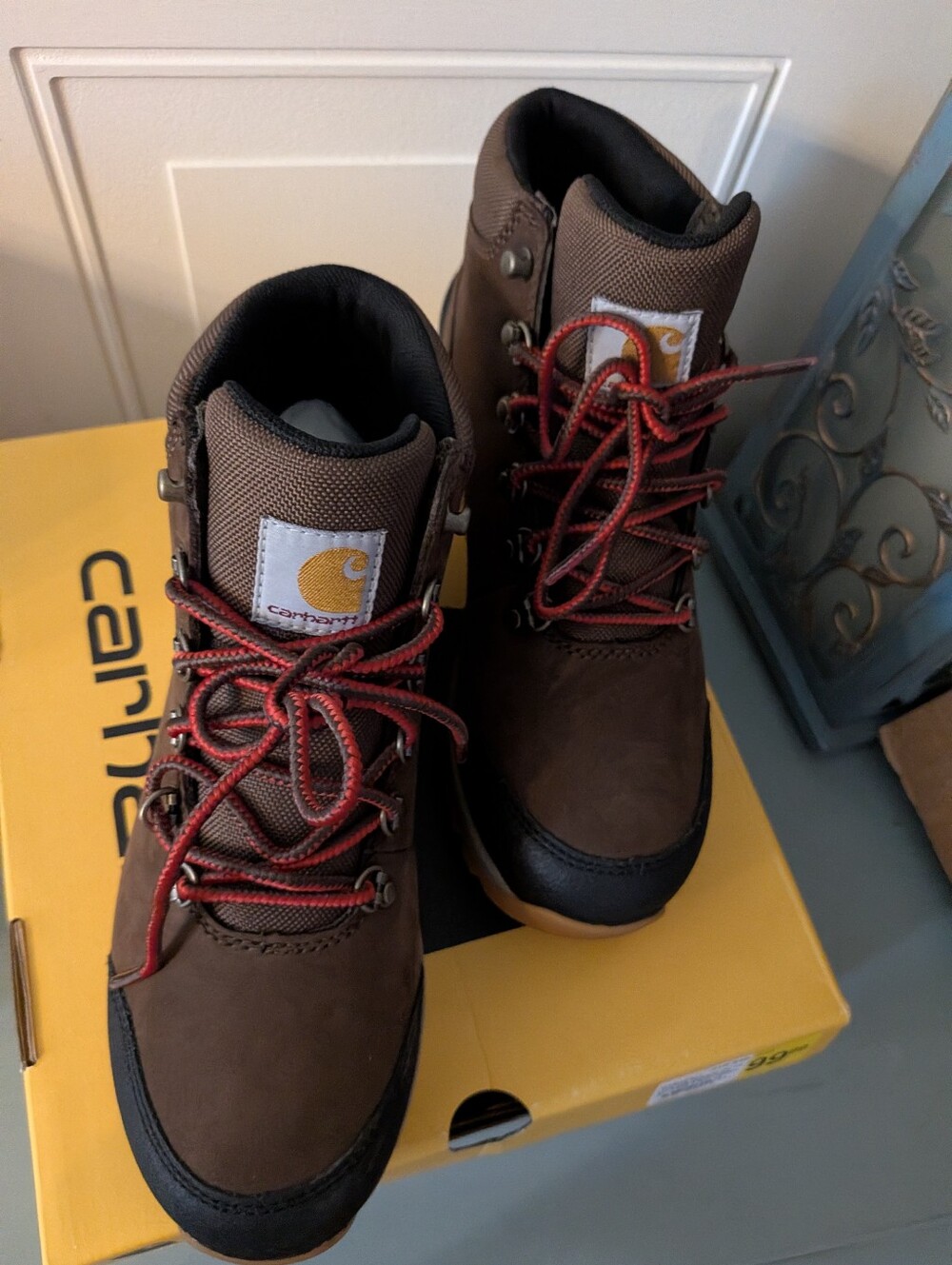 New Carhartt Brown Work Boots with Red Accent Laces Size 9.5 Women's
